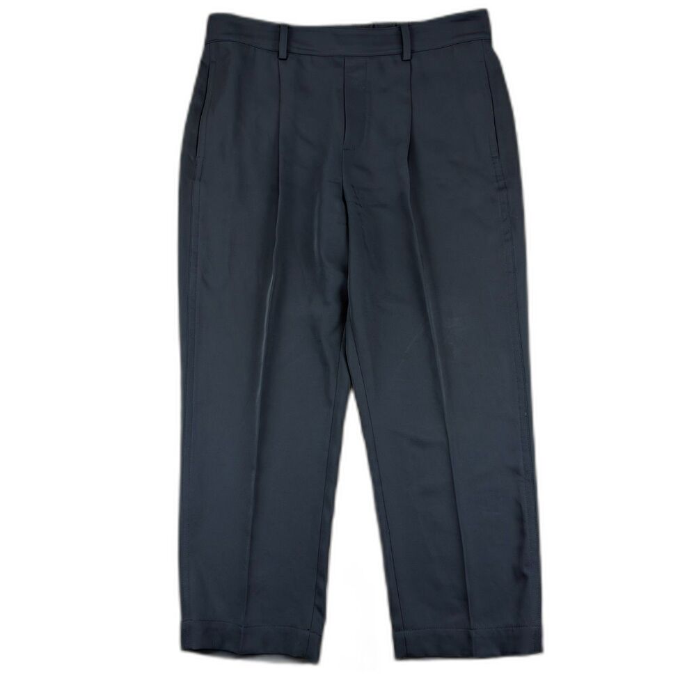 Vince Women's XL Pull On Black Technical Pleated Crop Cropped Trousers Joggers P